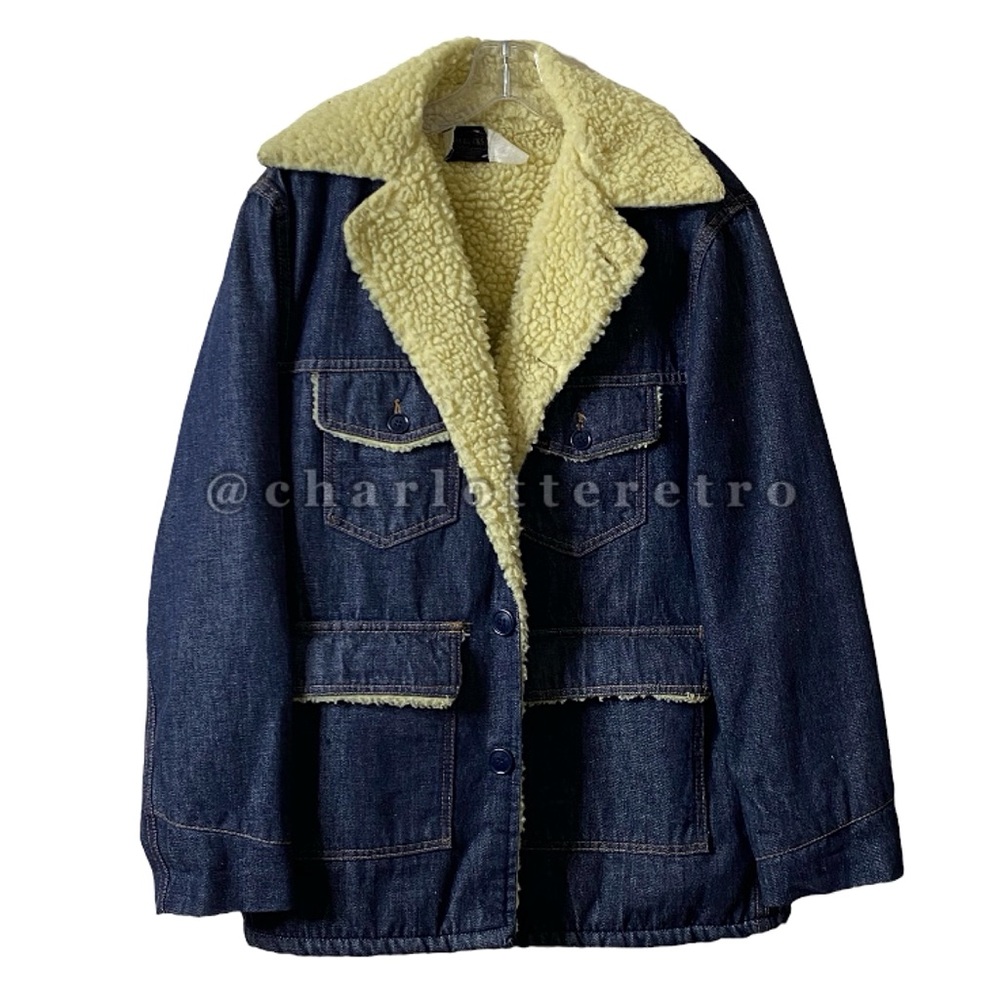 vtg Sears Roebuck Sherpa Lined Denim Chore Coat